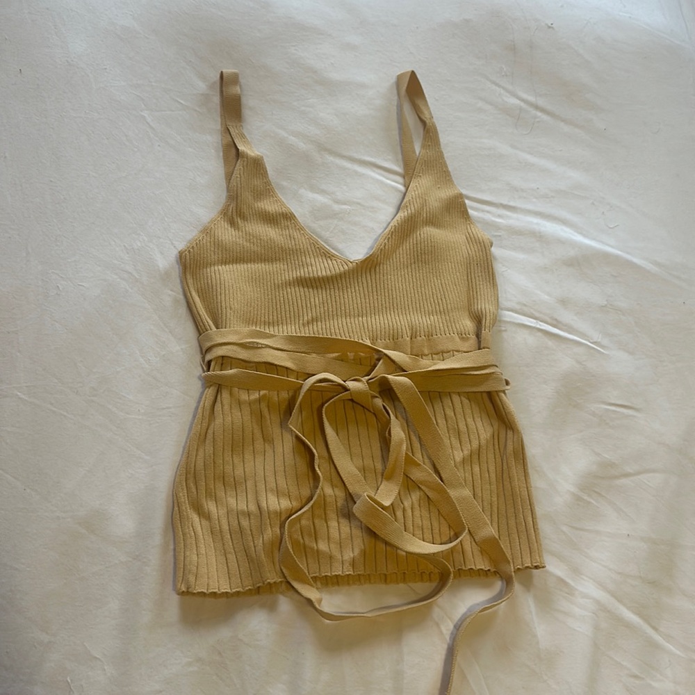 Zara peach tank top with wrap string detail. Size small